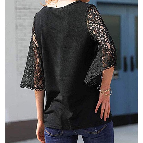 Beautiful woman lace top loose chiffon blouse - Picture 2 of 7